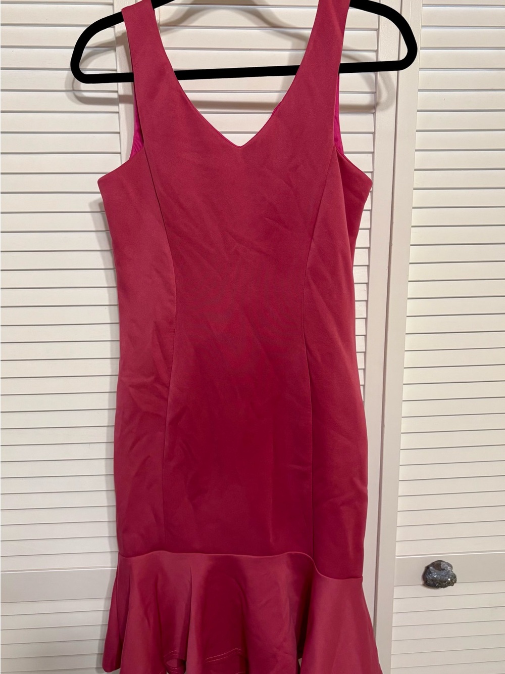 ASOS Fitted V-Neck Midi Dress in Rose Pink